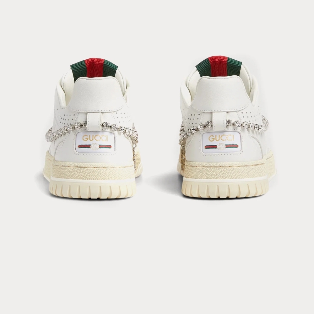 Gucci White Sneakers with Crystal Accents